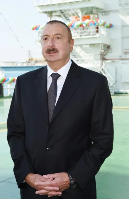 President Ilham Aliyev attends launch of Khankendi’ subsea construction vessel