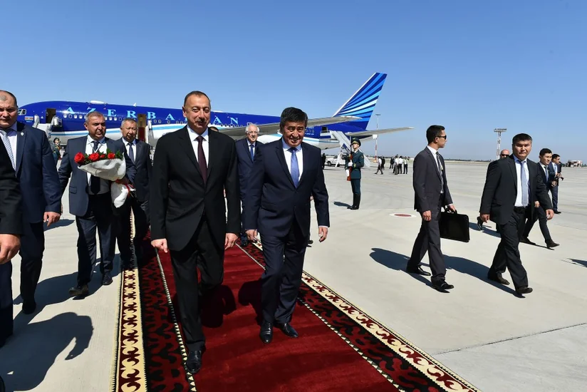 President Ilham Aliyev arrived in Kyrgyzstan for a visit