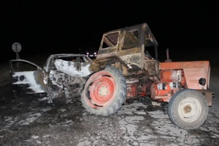 Qusarda traktorla minik maşını toqquşub: 1 ölü - FOTO - YENİLƏNİB
