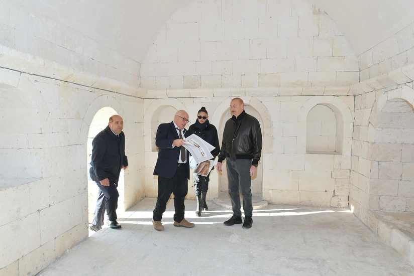 President Ilham Aliyev, First Lady Mehriban Aliyeva view ongoing restoration works at Imarat Complex in Aghdam