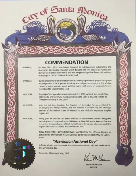 Several U.S. states and cities proclaim May 28 as Azerbaijan National Day