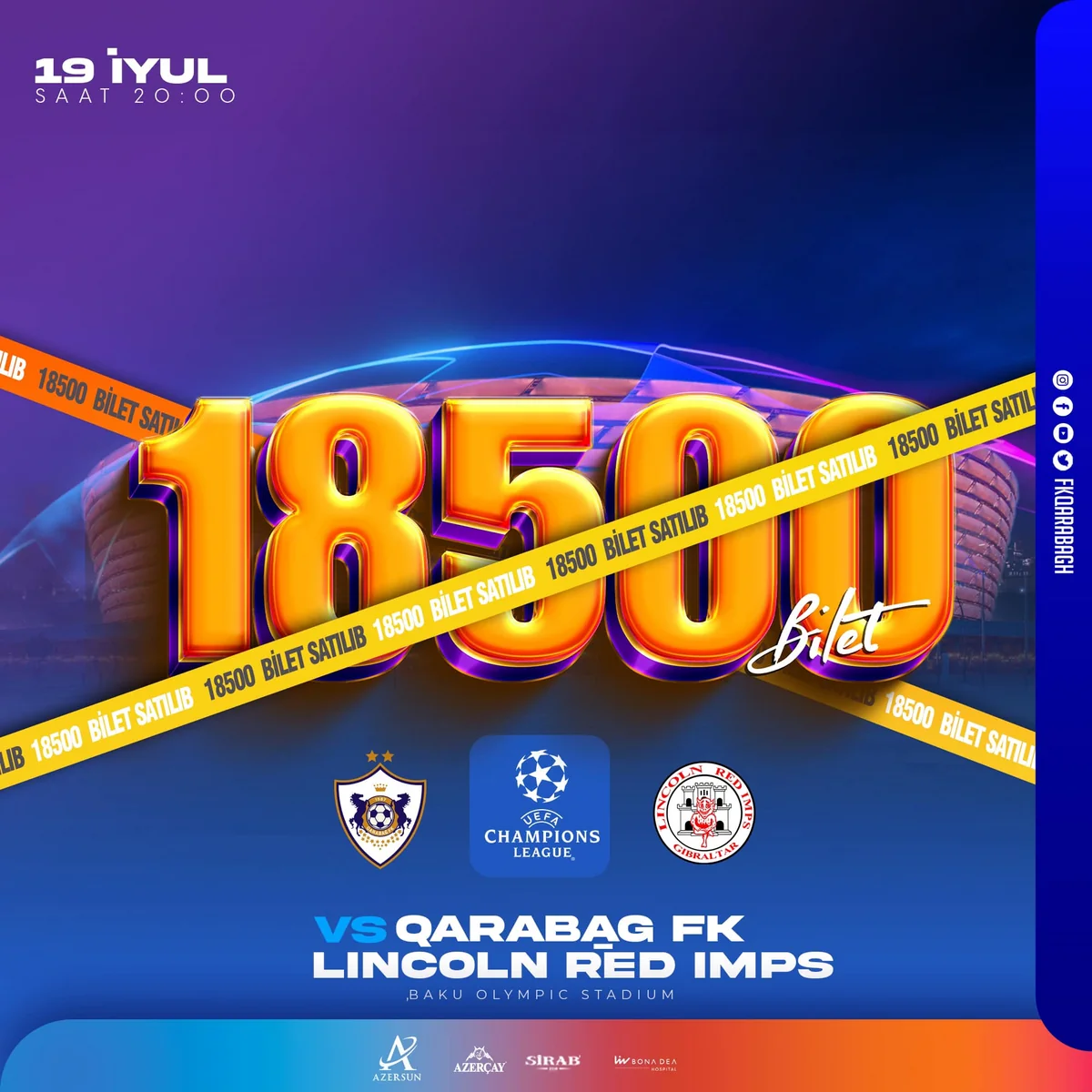 “Qarabağ”ın “Linkoln”la oyununa 18 500 bilet satılıb