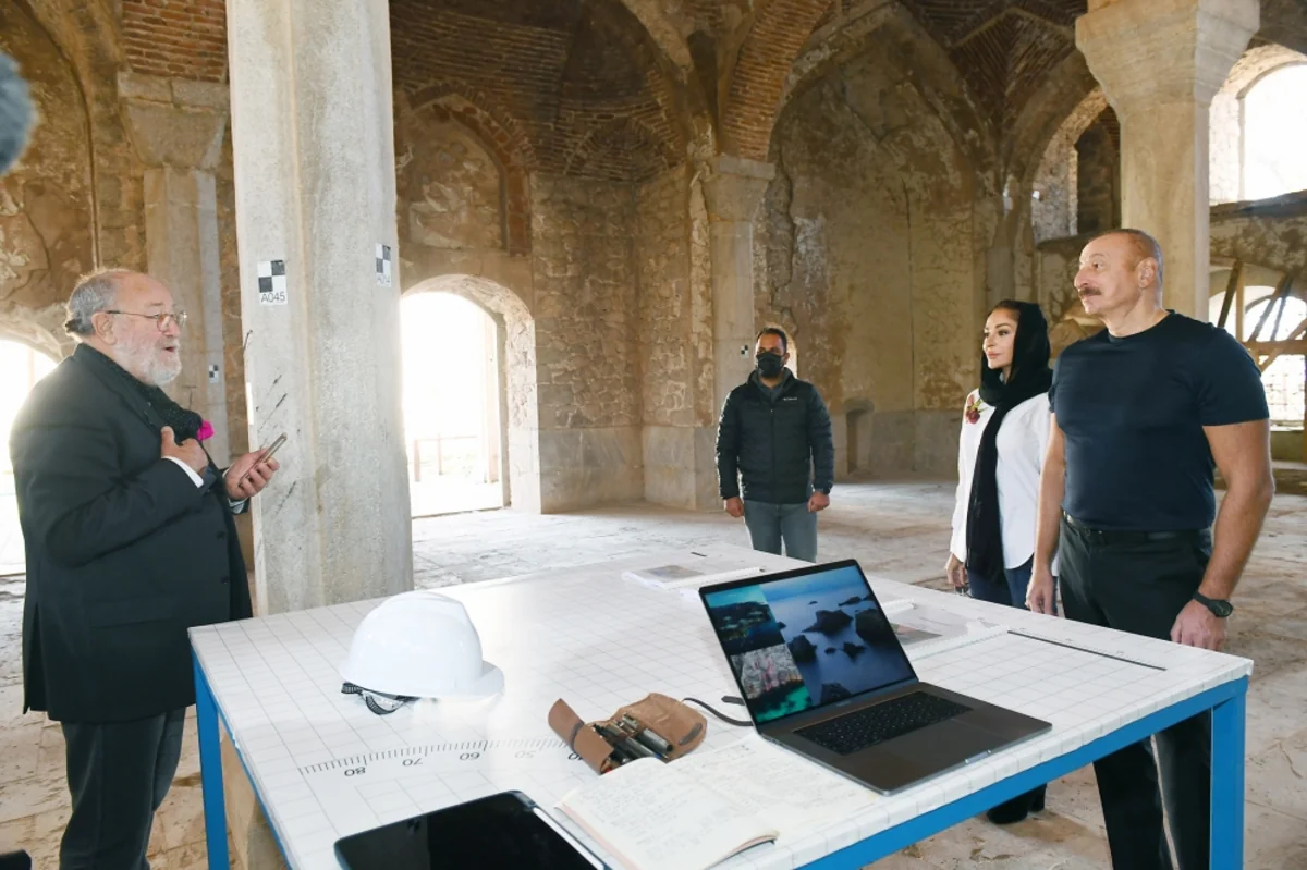 President Ilham Aliyev views restoration works in three mosques in Shusha