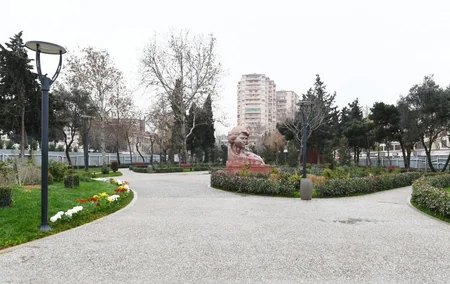 President Ilham Aliyev views ongoing renovation works in another park in Baku