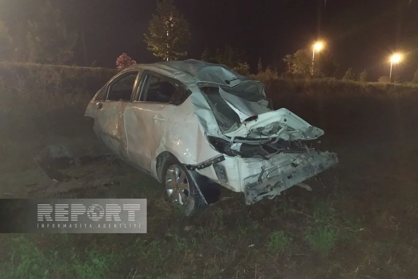 В Кюрдамире перевернулся автомобиль, есть пострадавшие