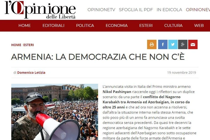 İtaliya qəzeti: Ermənistan Dağlıq Qarabağı və ətraf yeddi rayonu işğal edib