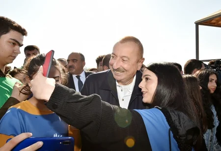 President Ilham Aliyev and first lady Mehriban Aliyeva attended tree-planting campaign in Khatai district, Baku