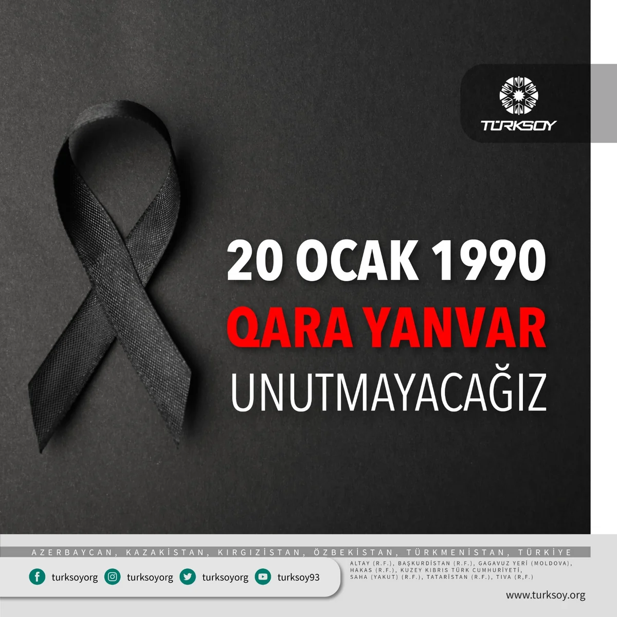 TÜRKSOY 20 Yanvarla bağlı Azərbaycan xalqına başsağlığı verib