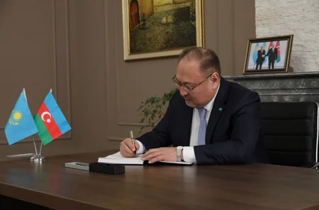 Kazakhstan's Prime Minister Bektenov leaves note in book of condolences at Azerbaijani Embassy in Astana
