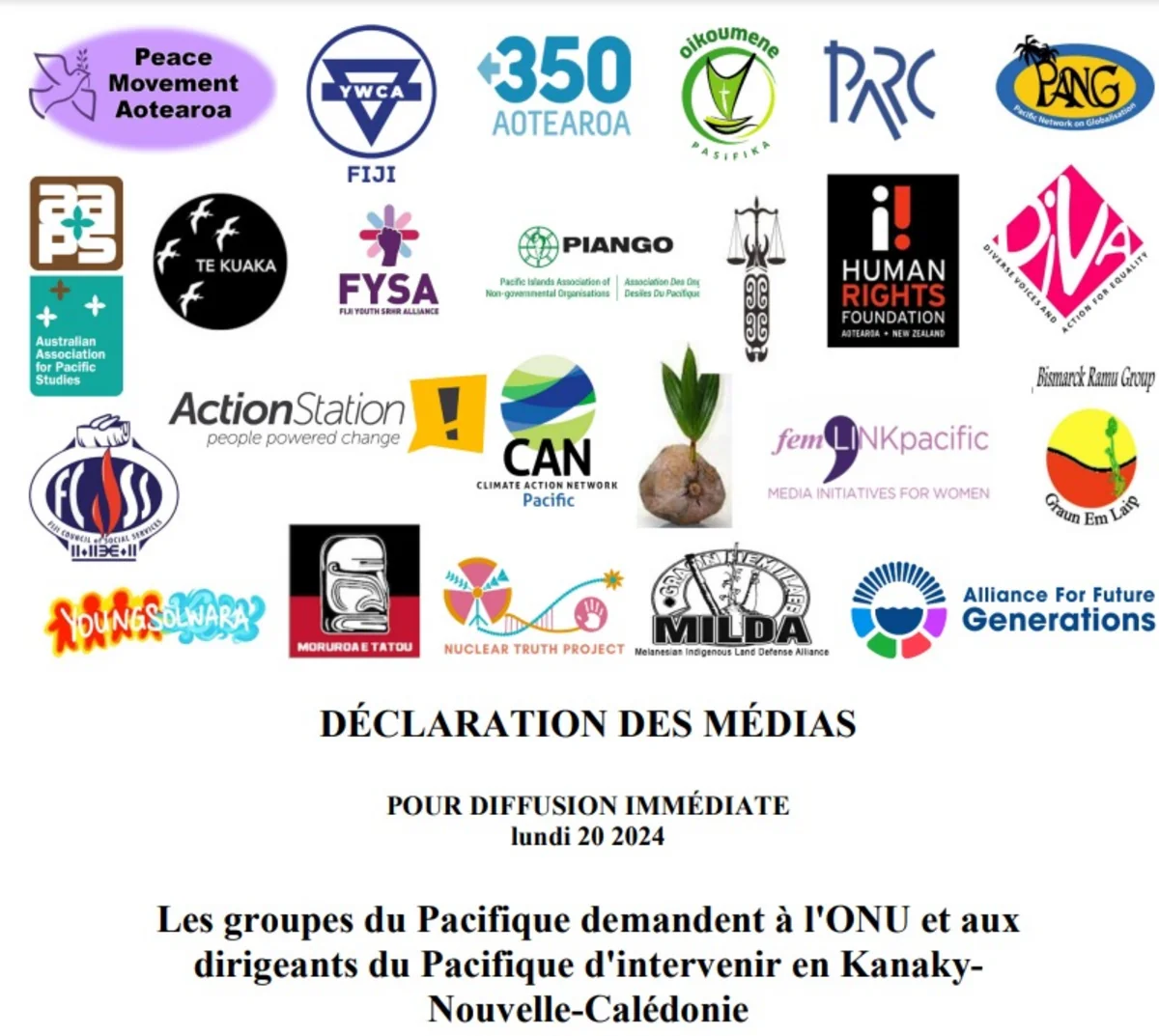 Pacific civil society institutions issue statement in support of New Caledonia