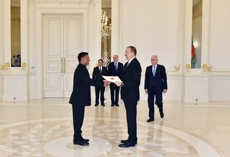 President Ilham Aliyev received the credentials of the incoming Indian Ambassador