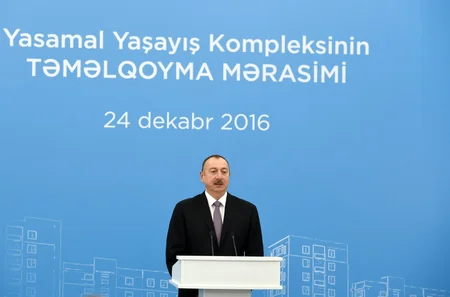 Prezident İlham Əliyev Yasamal Yaşayış Kompleksində ilk 9 mərtəbəli binanın və məktəb binasının təməlqoyma mərasimində iştirak edib - YENİLƏNİB