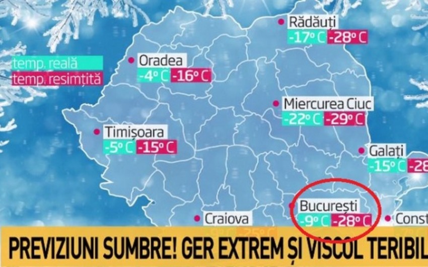 Rumıniyada sərt hava səbəbindən məktəblər bağlanacaq