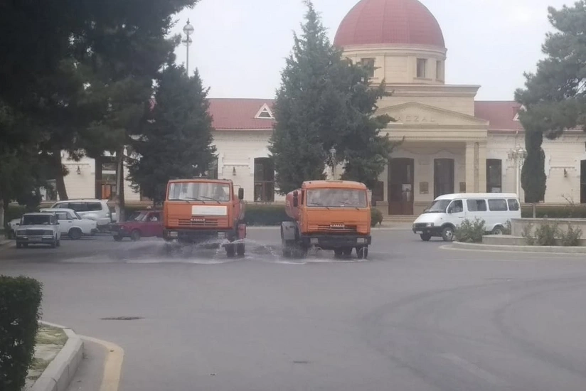 Yevlaxda pandemiya əleyhinə dezinfeksiya işləri aparılır