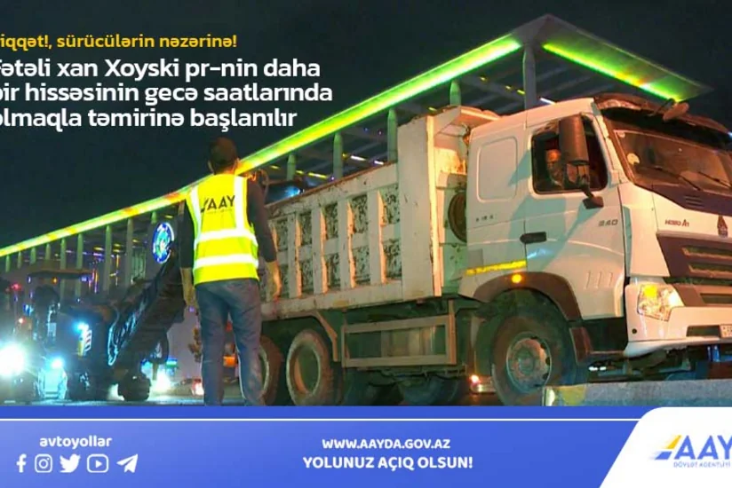 Bakının Fətəli xan Xoyski prospektinin daha bir hissəsinin təmirinə başlanılır