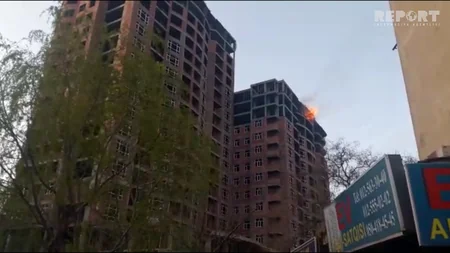 Bakıda yeni tikilən çoxmərtəbəli yaşayış binasında baş verən yanğın söndürülüb - FOTO - VİDEO - YENİLƏNİB
