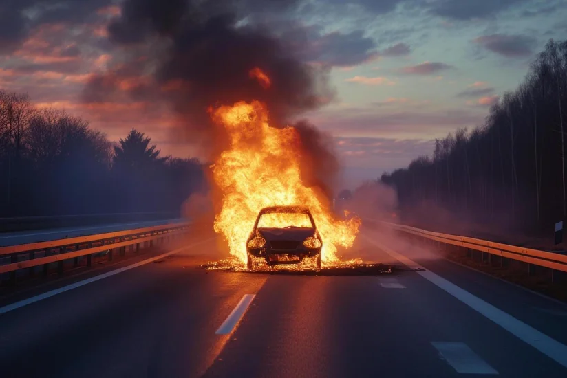 FHN Tovuzda yanğınla nəticələnən yol qəzası barədə məlumat yayıb