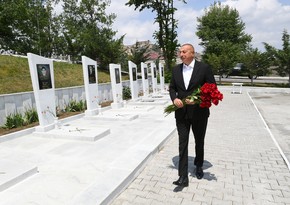 Президент Ильхам Алиев посетил Аллею шехидов в Дашкесане 