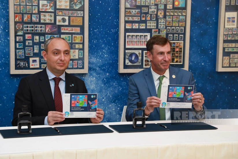 Состоялась презентация почтовой марки, посвященной 74-му астронавтическому конгрессу