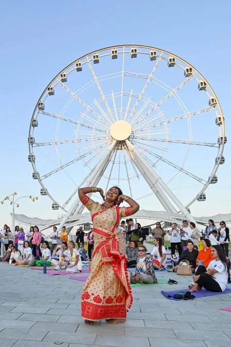 Picturesque Baku Boulevard, overlooking iconic Baku Eye, hosts mesmerizing yoga extravaganza
