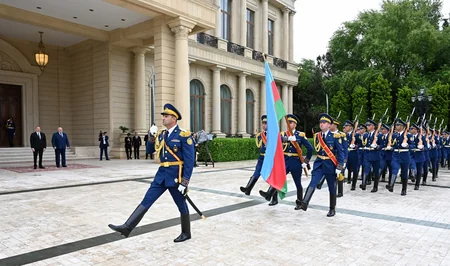 Belarus Prezidentinin rəsmi qarşılanma mərasimi olub