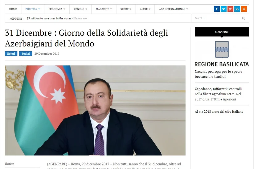 Agenparl: Prezident İlham Əliyev Azərbaycan diasporunun fəaliyyətinin Qarabağ münaqişəsinin nizamlanmasına töhfə verəcəyinə inanır