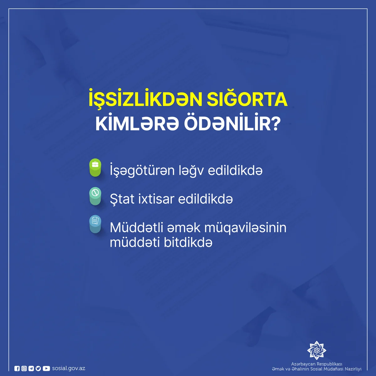 İşsizlikdən sığorta ödənişi ilə bağlı gözləmə müddəti ləğv edilib, staj tələbi azaldılıb