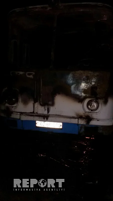 Zaqatalada sərnişin avtobusu yanaraq kül olub - FOTO