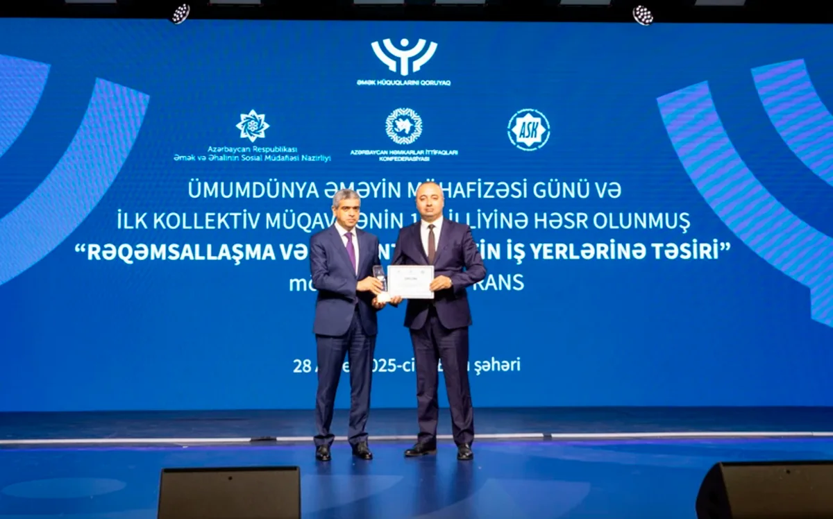 ADY Ümumdünya Əməyin Mühafizəsi Günü münasibətilə mükafatla təltif edilib