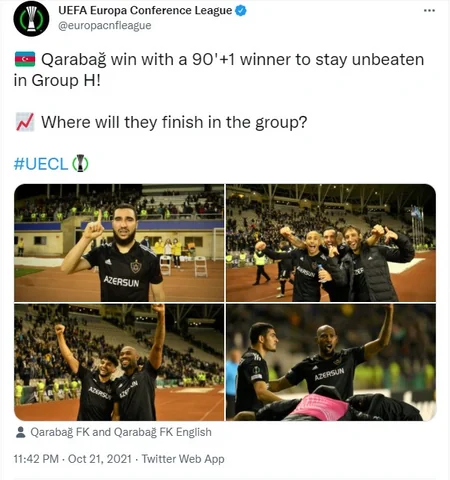 УЕФА рассказал о волевой победе Карабаха