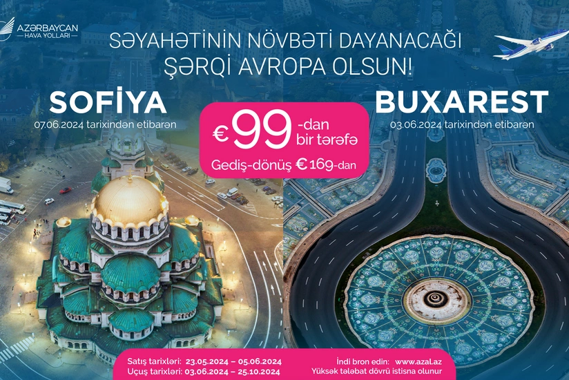 AZAL offers flights to Bucharest and Sofia starting from €99