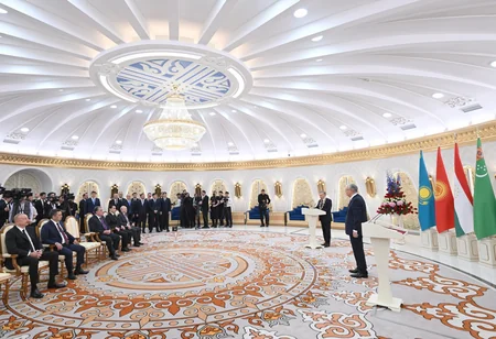 Ilham Aliyev attends Shavkat Mirziyoyev's award ceremony in Astana