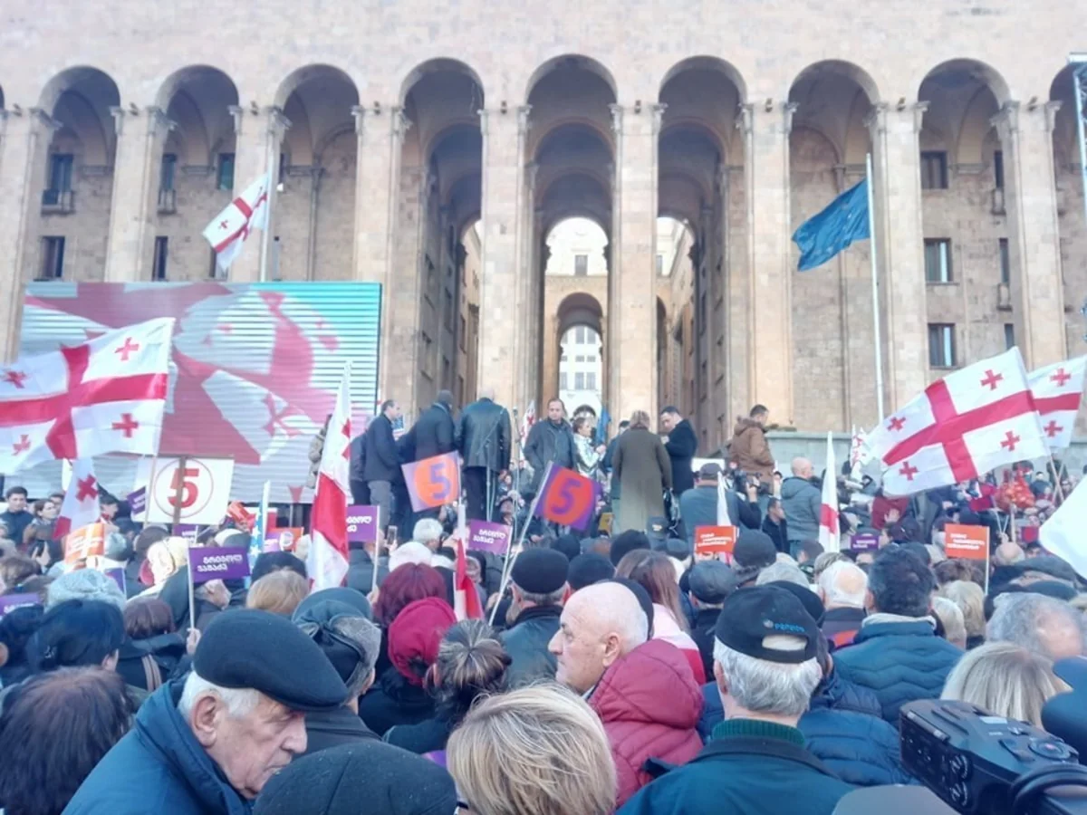 В Тбилиси начался митинг с требованием проведения досрочных выборов в парламент Грузии