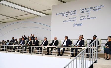 Participants of 17th ECO Summit watch Victory show of Karabakh horses at Aghdam's Imarat Complex