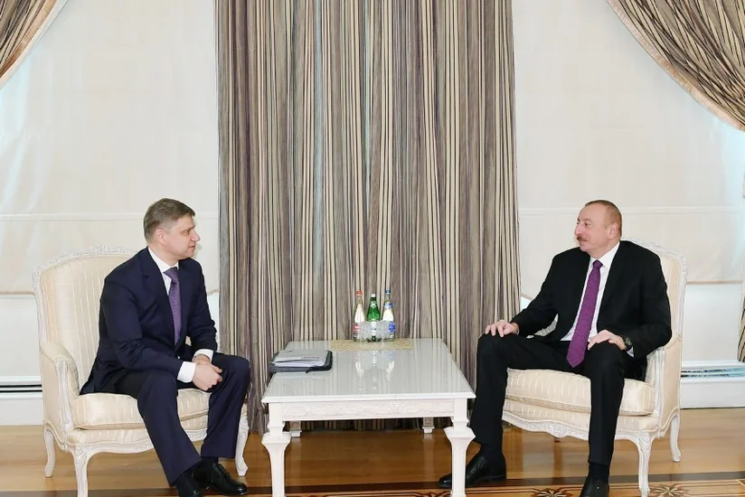 President Ilham Aliyev receives CEO and Chairman of Executive Board of Russian Railways Oleg Belozerov