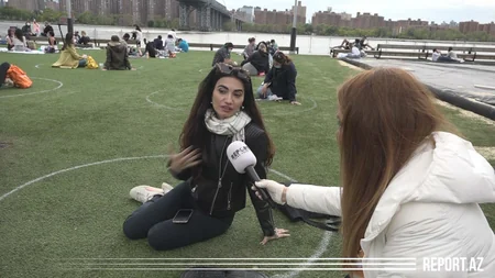 Nyu-York parklarında koronavirusdan qoruyan dairələr - VİDEOREPORTAJ