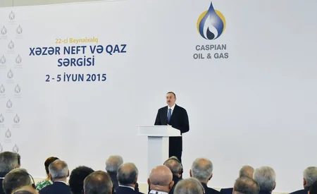 ​Prezident İlham Əliyev Bakıda XXII Beynəlxalq “Xəzər Neft və Qaz 2015” sərgisinin açılışında iştirak edib