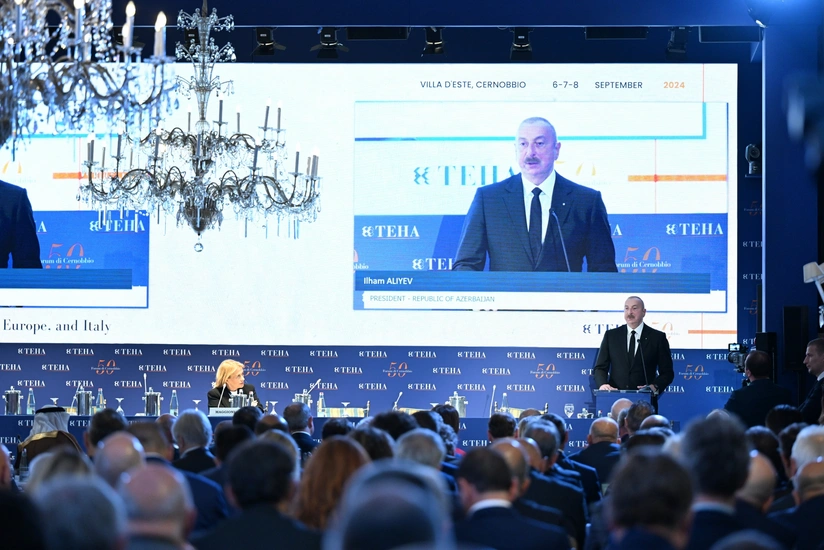 Prezident İlham Əliyev İtaliyada Beynəlxalq Çernobbio Forumunda çıxış edib - YENİLƏNİB-3