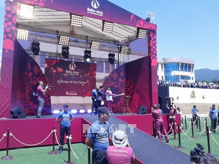 I Avropa Oyunlarının məşəli Oğuz rayonuna aparılıb - FOTO