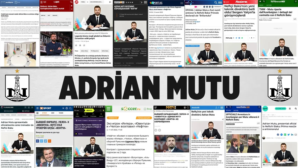 Adrian Mutunun “Neftçi”yə təyinatı dünya mətbuatında geniş işıqlandırılıb
