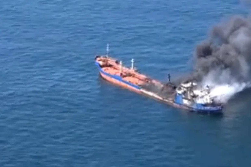 Пожар на российском танкере в Каспийском море ликвидирован - ВИДЕО
