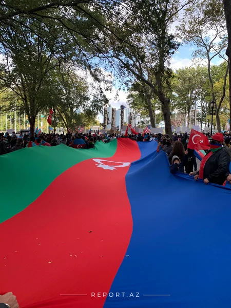 BMT-nin binası qarşısında Gəncə hadisələri ilə bağlı aksiya keçirilir