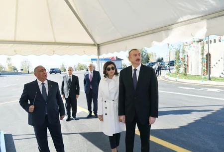 Prezident və birinci xanım Şəki-Kiş avtomobil yolunun açılışında iştirak ediblər