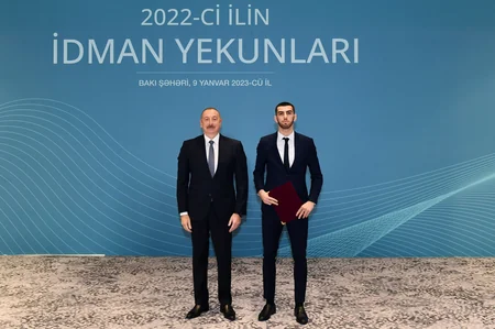 Ilham Aliyev attends ceremony dedicated to 2022 sporting results