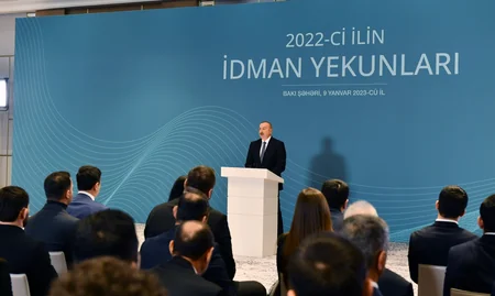 Ilham Aliyev attends ceremony dedicated to 2022 sporting results