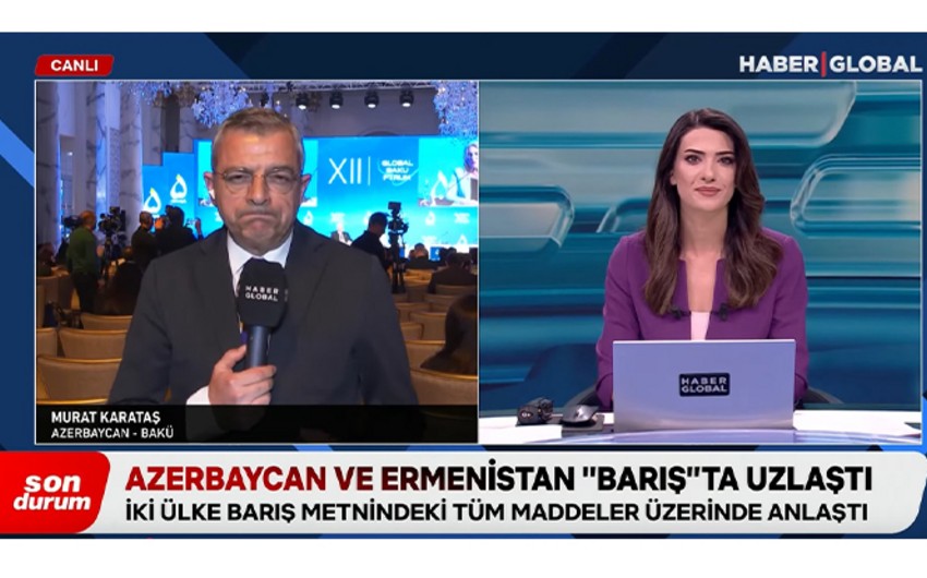 Haber Global airs report on conclusion of peace treaty negotiations between Azerbaijan and Armenia