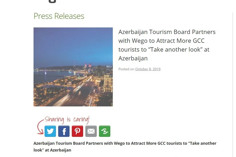 Azərbaycan Yaxın Şərqdə turizm potensialının təbliğatını genişləndirir