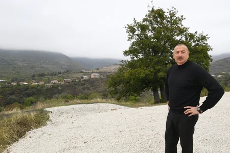 Azerbaijani president lays foundation of new mosque in Hadrut