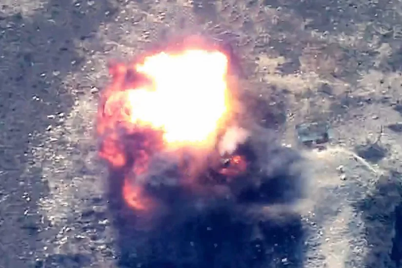 Moment of destruction of another shelter and combat equipment belonging to Armenian armed forces formations
