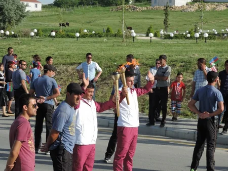 Birinci Avropa Oyunlarının məşəli Azərbaycanın şimal bölgəsinə qədəm basdı - FOTO